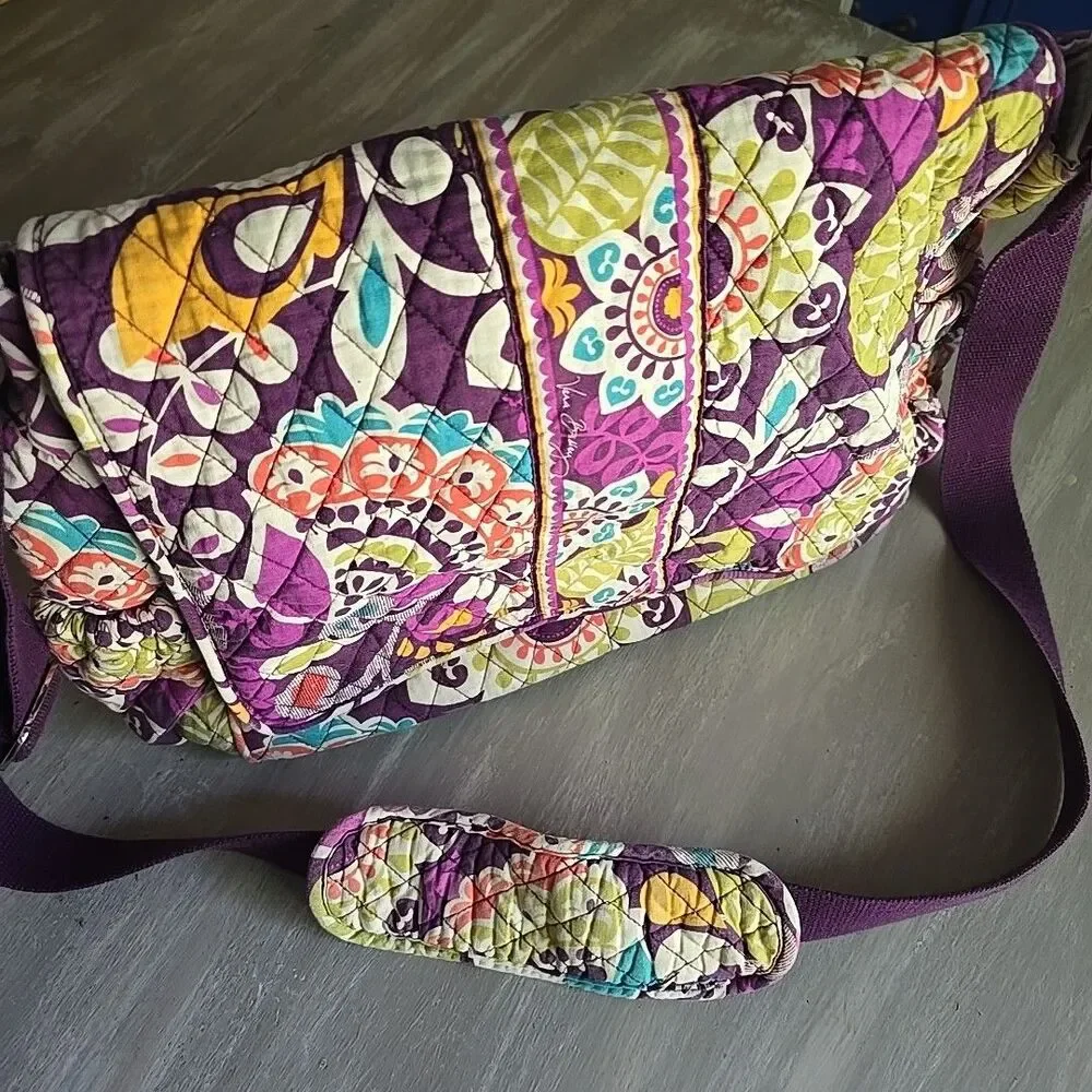 VERA BRADLEY Diaper Baby Bag w/Changing Pad Travel Duffle Purple Plum Crazy